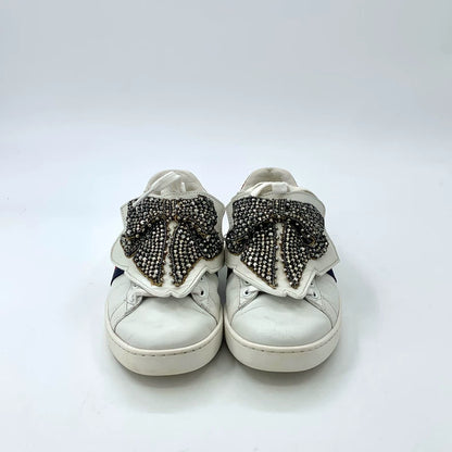 Gucci White Bow Diamante Sneakers