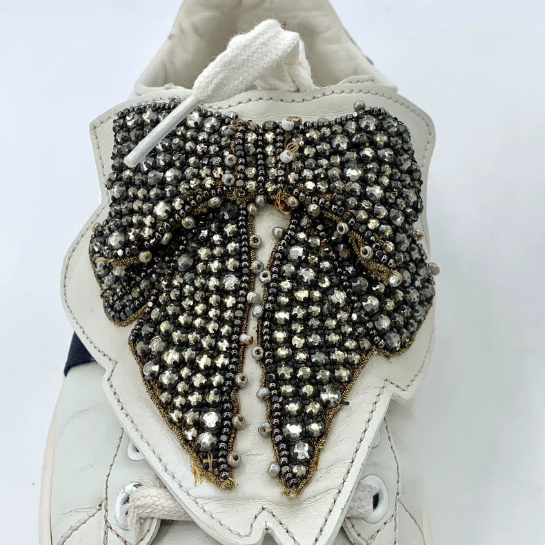 Gucci White Bow Diamante Sneakers