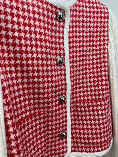 miumiu Red Houndstooth Cashmere Jacket
