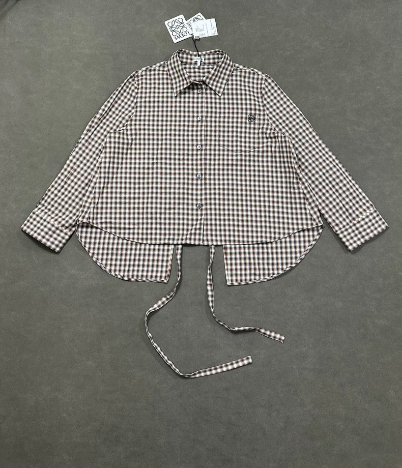 LOEWE FW24 Logo Embroidered Check Shirt