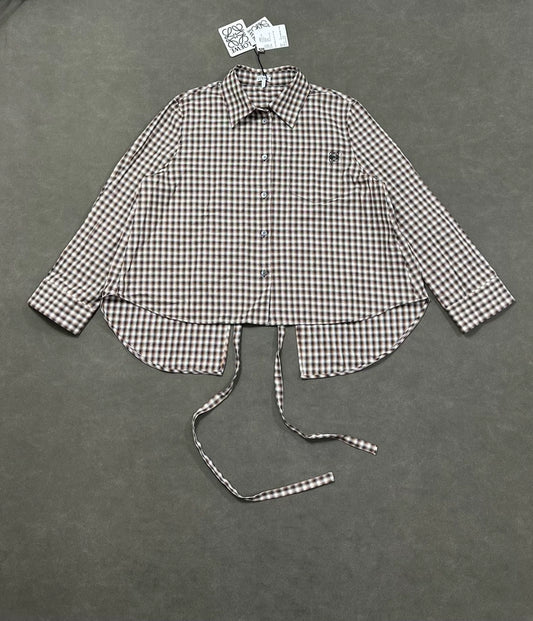 LOEWE FW24 Logo Embroidered Check Shirt