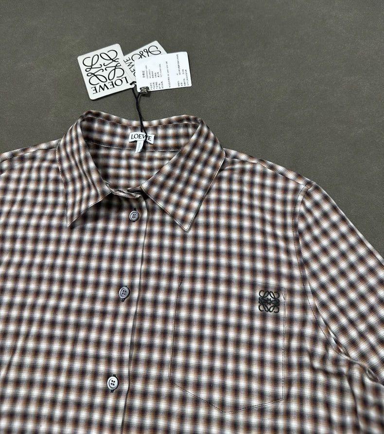 LOEWE FW24 Logo Embroidered Check Shirt