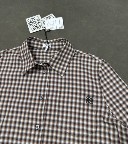 LOEWE FW24 Logo Embroidered Check Shirt