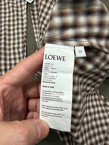 LOEWE FW24 Logo Embroidered Check Shirt