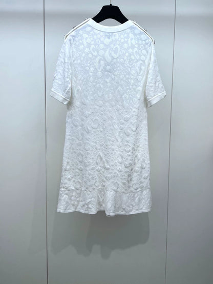 Chanel White Short Sleeve Dress with Pockets