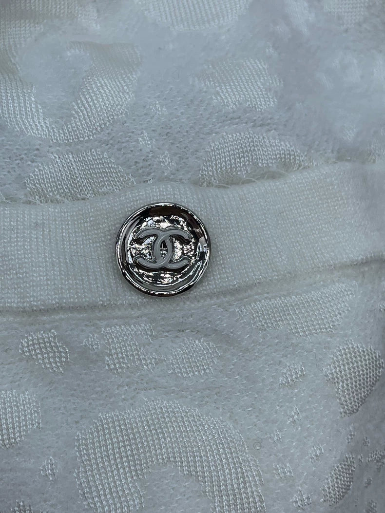 Chanel White Short Sleeve Dress with Pockets