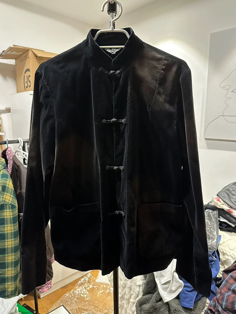 CDG Black Distressed Velvet Jacket