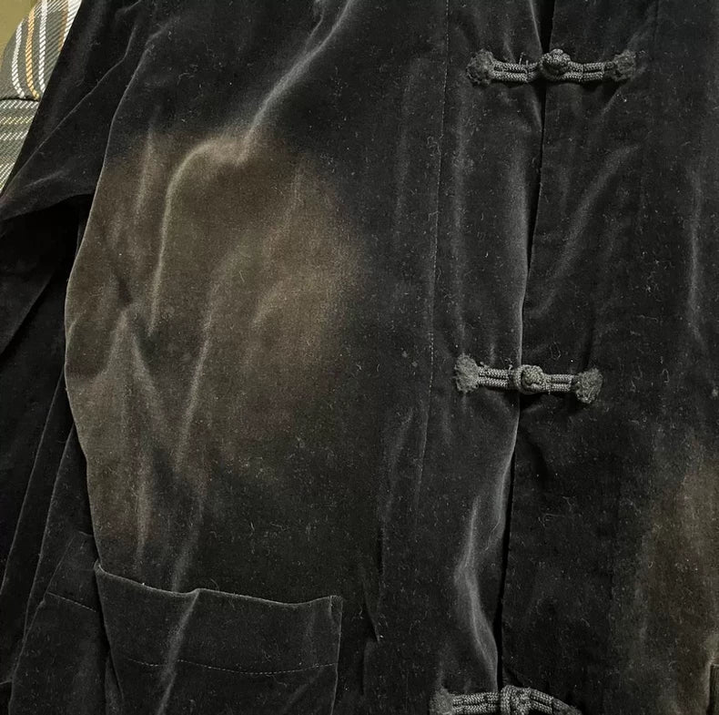 CDG Black Distressed Velvet Jacket