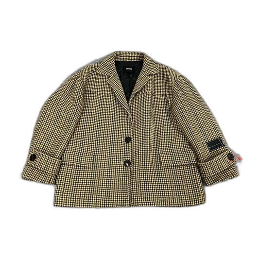 Checked Wool Overcoat in M Size