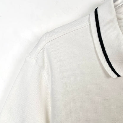 Dior White Bee Embroidered Cotton Polo Shirt