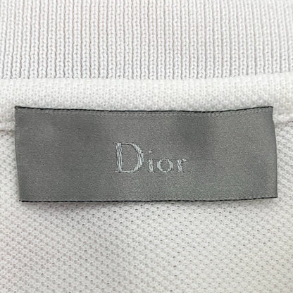 Dior White Bee Embroidered Cotton Polo Shirt