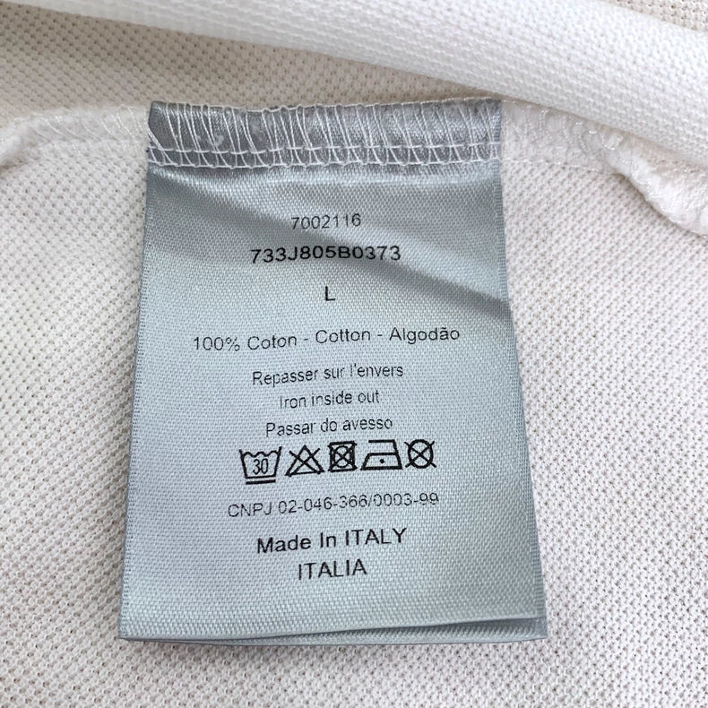 Dior White Bee Embroidered Cotton Polo Shirt