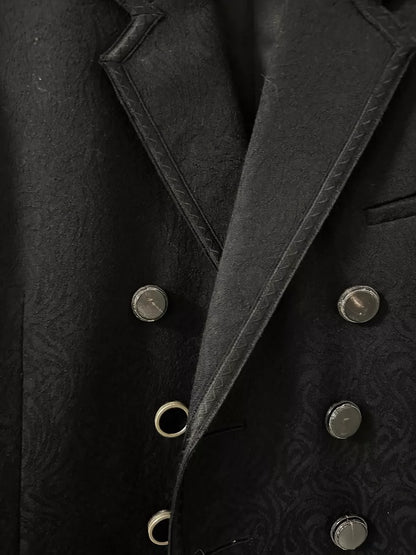 Saint Laurent Men's Double-Breasted Navy Coat