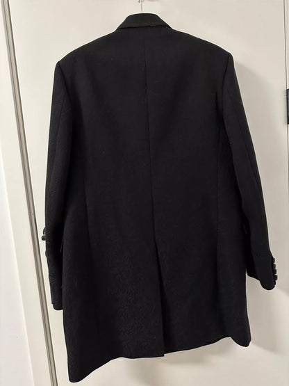 Saint Laurent Men's Double-Breasted Navy Coat