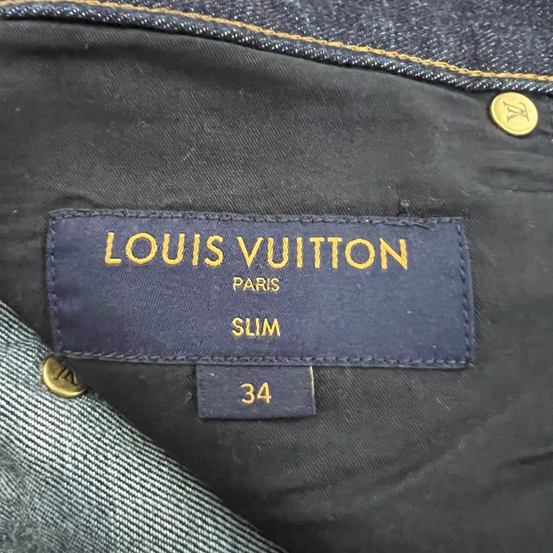 Louis Vuitton Logo Print Denim Pants