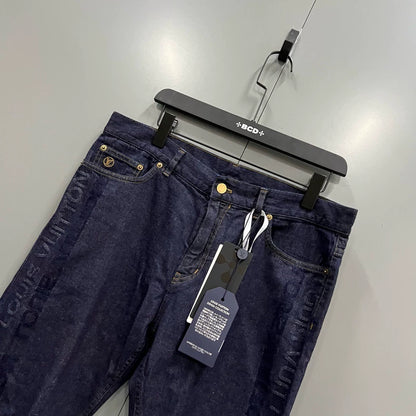 Louis Vuitton Logo Print Denim Pants