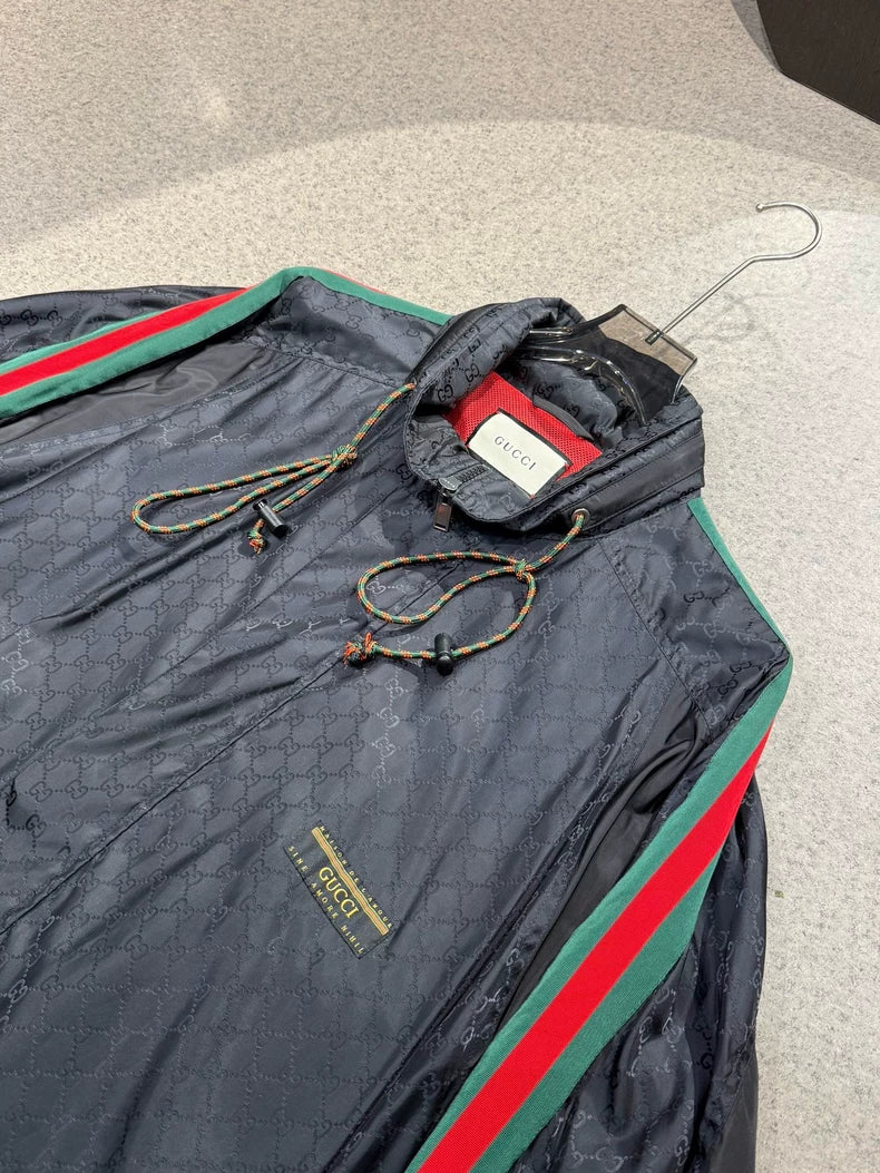 Gucci Black Printed Windbreaker Jacket-yf