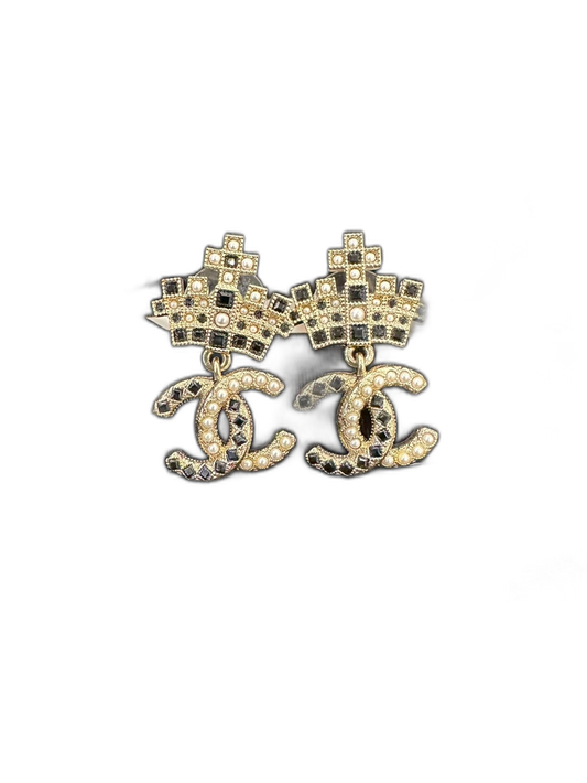 Chanel Pearl Crown Stud Earrings