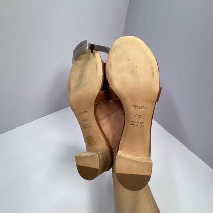 Hermes Brown Half Slippers 40.5 Size