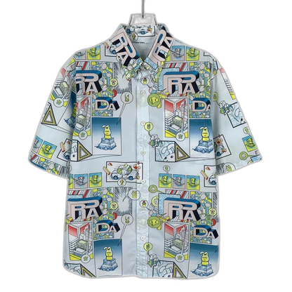 Prada Cartoon Print Short Sleeve Shirt
