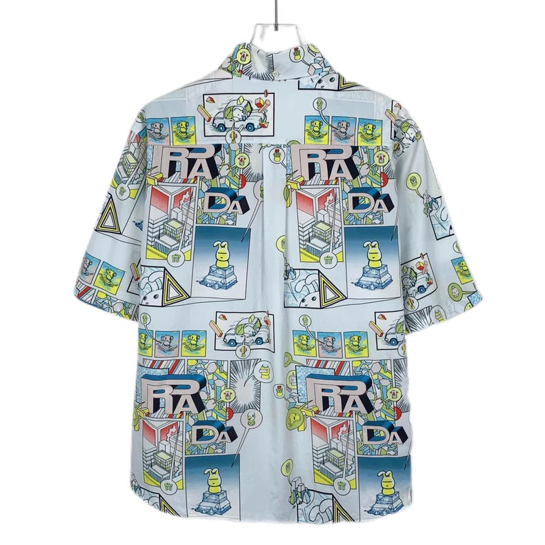 Prada Cartoon Print Short Sleeve Shirt