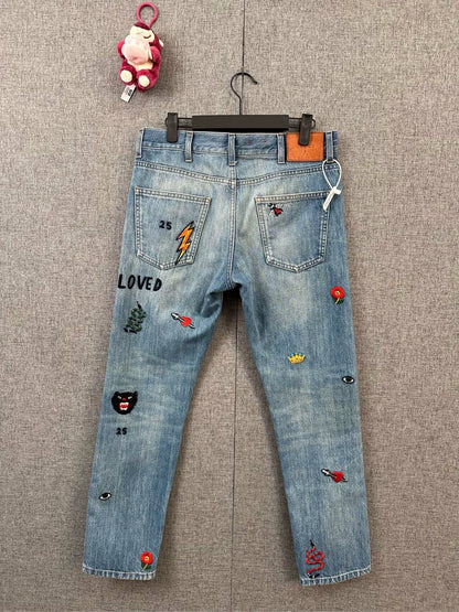 Gucci Embroidered Denim Pants Size 30