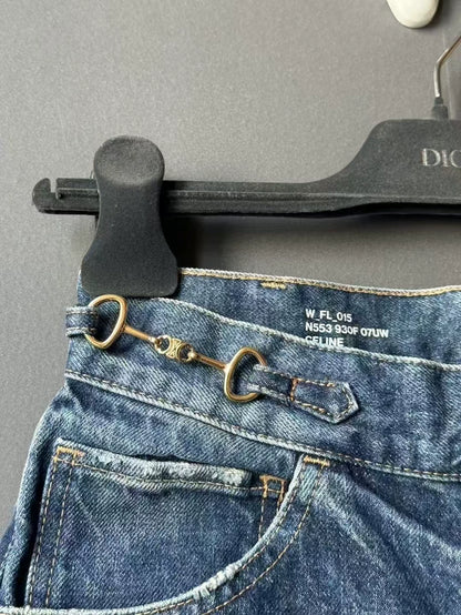 Celine Gold Buckle Denim Pants