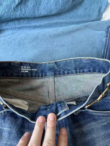 Celine Gold Buckle Denim Pants