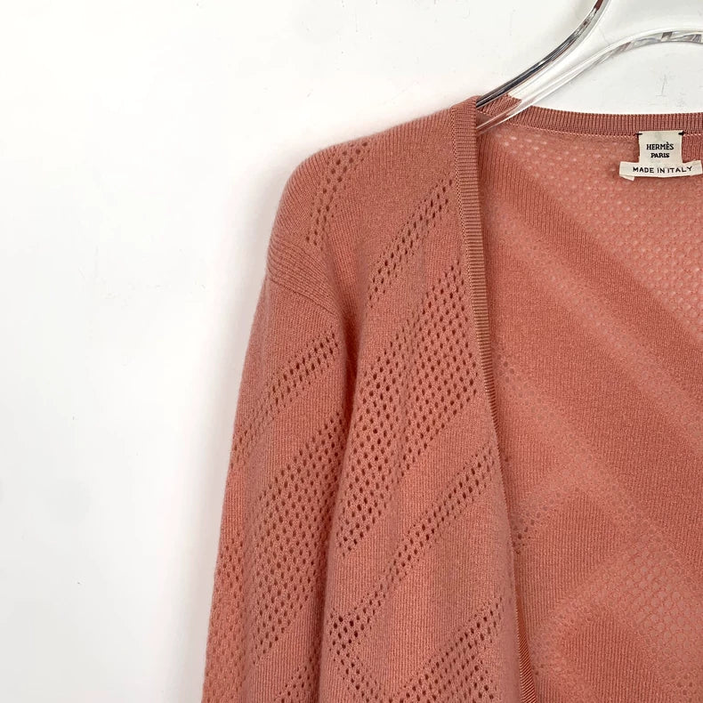 Hermes Orange Pink Knit Cardigan Sweater