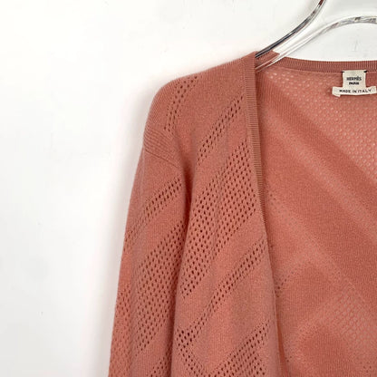 Hermes Orange Pink Knit Cardigan Sweater