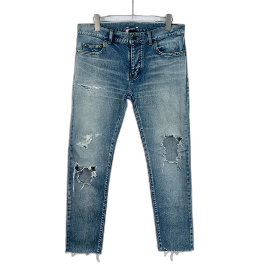 Saint Laurent Blue Distressed Denim Pants Size 32