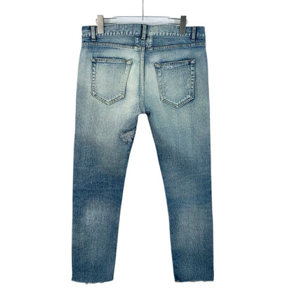 Saint Laurent Blue Distressed Denim Pants Size 32