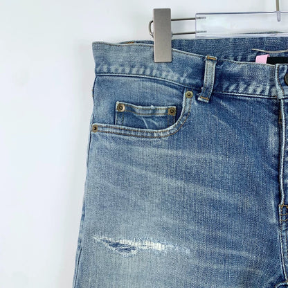 Saint Laurent Blue Distressed Denim Pants Size 32
