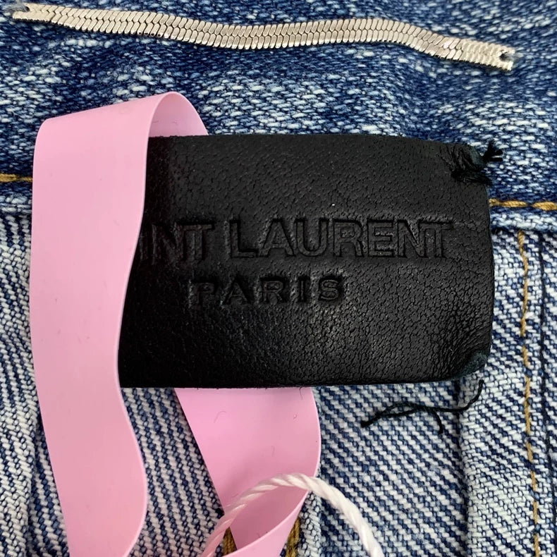 Saint Laurent Blue Distressed Denim Pants Size 32