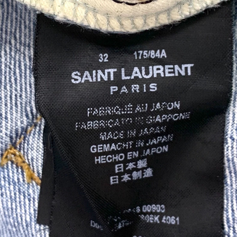 Saint Laurent Blue Distressed Denim Pants Size 32