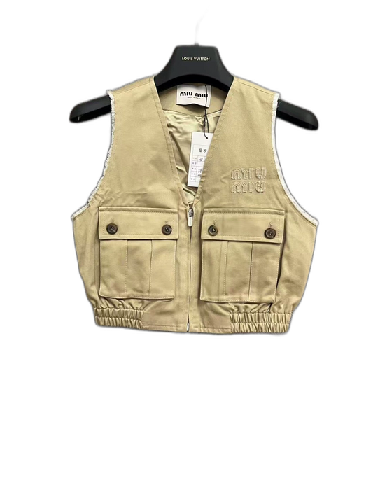 Miumiu Utility Vest in Light Khaki Color-yf