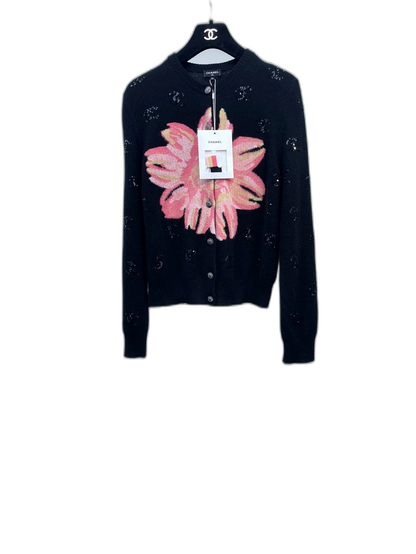 Chanel Flowers Sequin Cashmere Cardigan