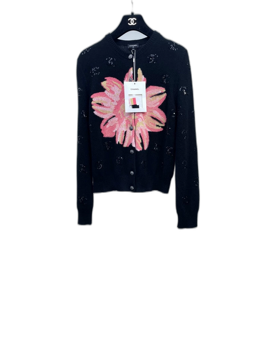 Chanel Flowers Sequin Cashmere Cardigan