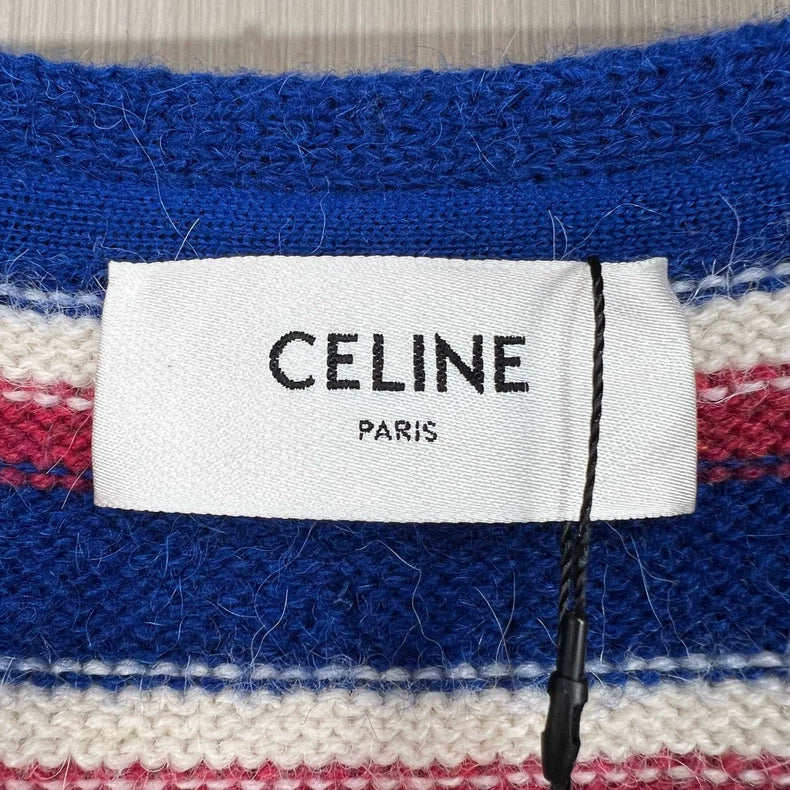 Celine Star Striped Wool Knit Cardigan