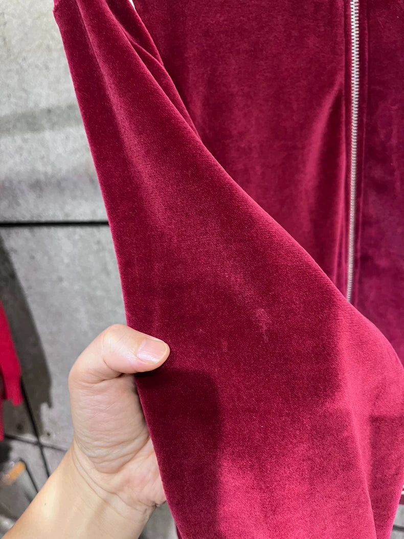 Velvet Celine Jacket in Burgundy Color