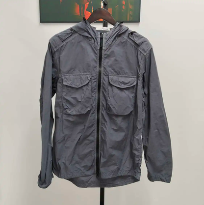 Stone Island Men's Light Gray Hooded Jacket 0089