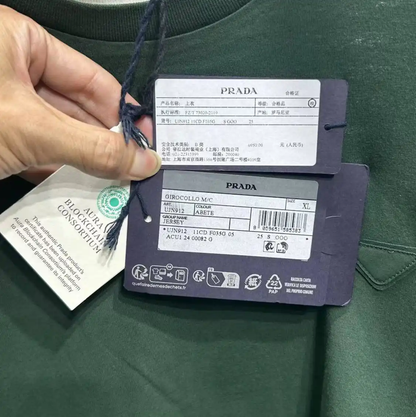 Prada Men's Peacock Green Cotton T-Shirt