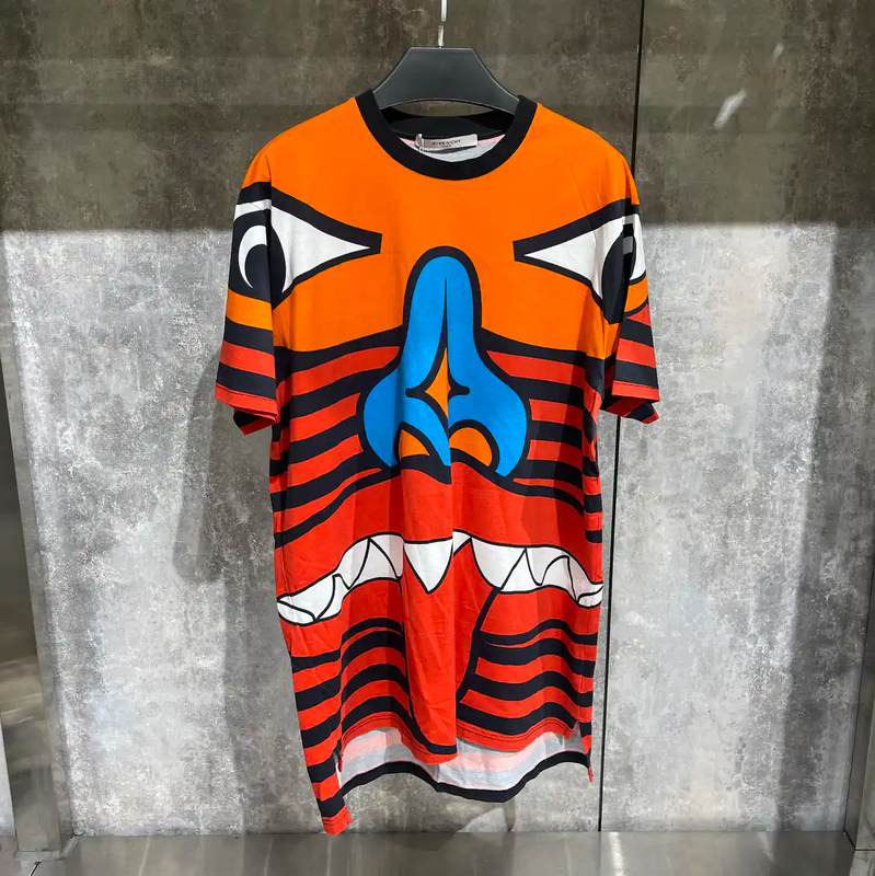 Givenchy Orange Cotton Graphic Tee for Men 0089