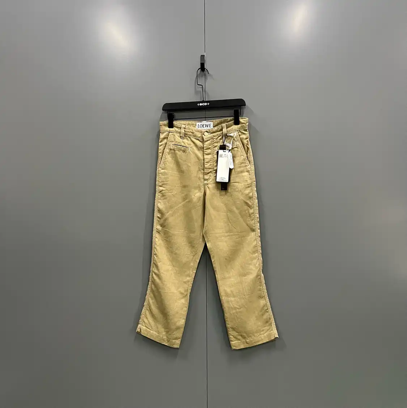 Loewe Casual Khaki Cotton Pants for Men 0089