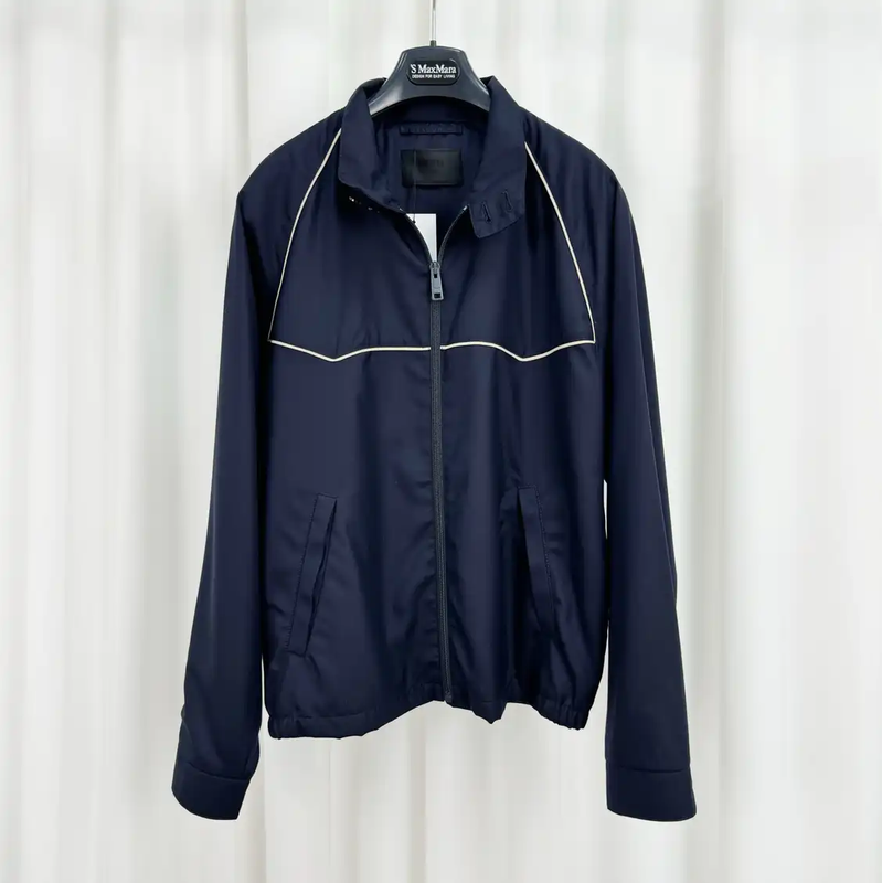 Prada Men's Long Sleeve Navy Wool Jacket