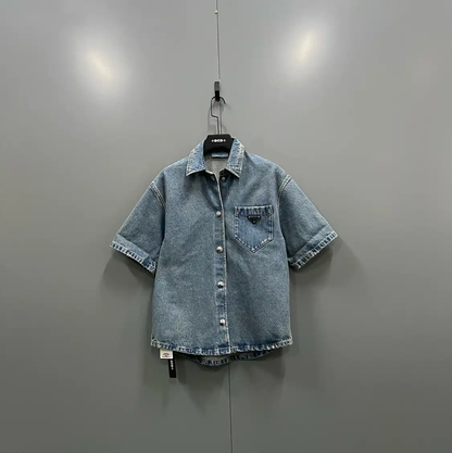 Prada Short Sleeve Denim Shirt for Men