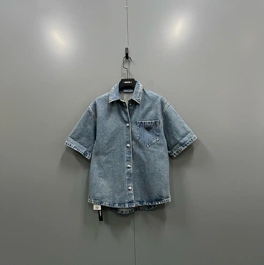 Prada Short Sleeve Denim Shirt for Men