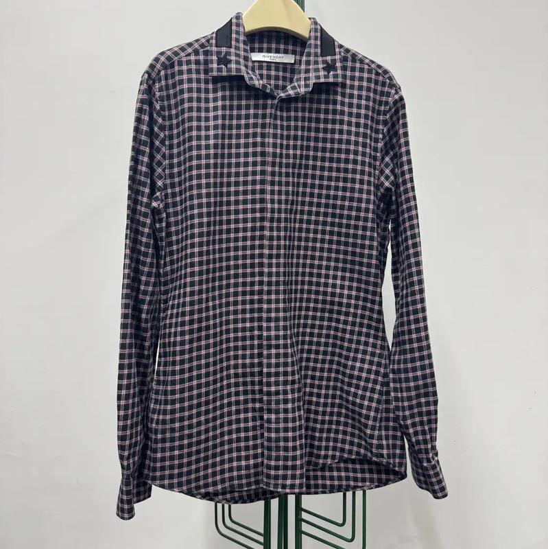 Givenchy Long Sleeve Cotton Check Shirt 0089