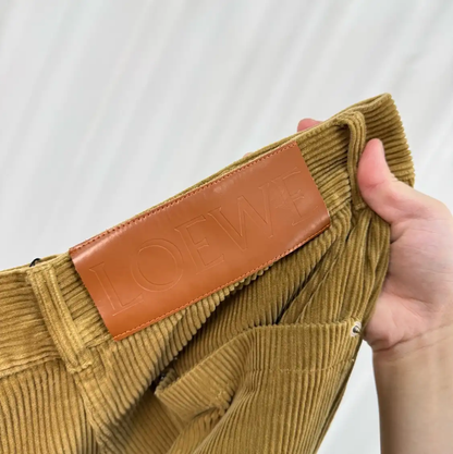 Loewe Brown Striped Cotton Blend Casual Trousers 0089