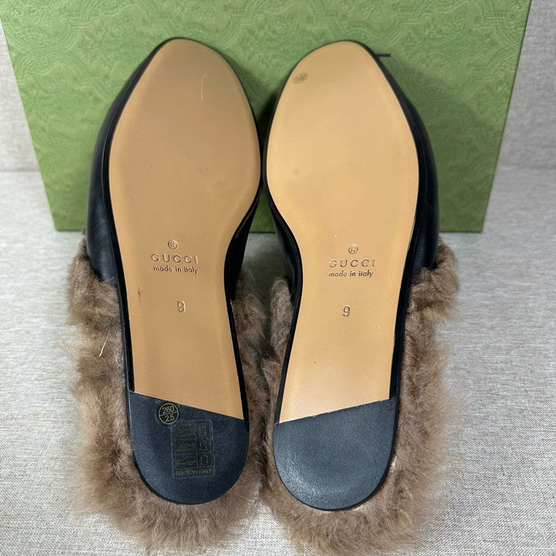 Gucci Black Lambskin Flat Mules for Men 0079